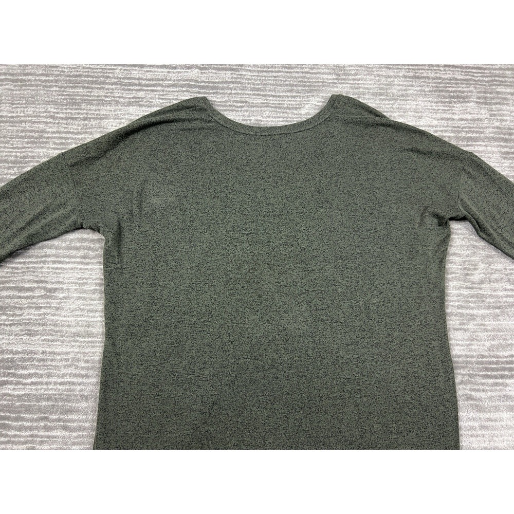 Express Top Womens L Olive Green V-Neck 3/4 Sleeve Marled Relaxed Knit Pullover - Picture 8 of 11